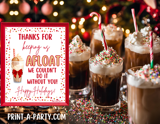 Appreciation Sign: Holiday ROOT BEER FLOAT BAR- Printable Holiday Root Beer Float Bar Sign – Festive 8x10 Appreciation Decor for Staff, Teachers & Volunteers