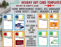 Printable GIFT CARD Templates Home Improvement Lowes Home