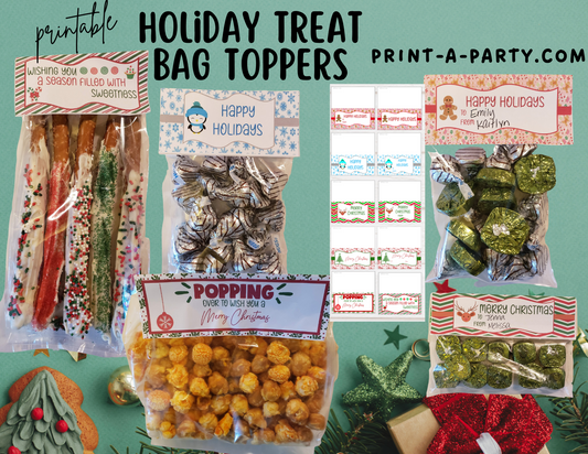 CHRISTMAS HOLIDAY TREAT BAG TOPPERS | Gift Ideas | Homemade Gifts | Classrooms | Neighbors | Printable