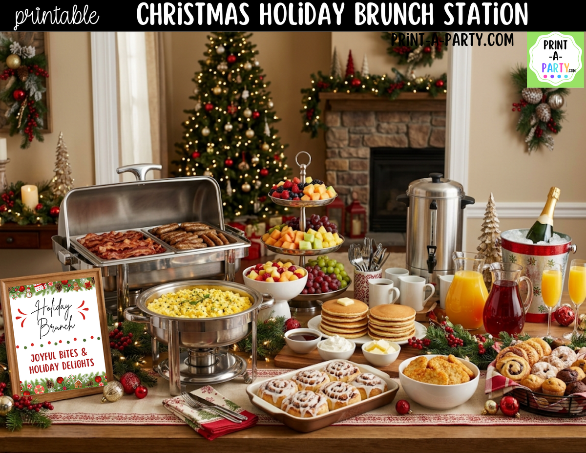 Christmas Brunch Bar Printable Kit | Sign and Food Tent Cards