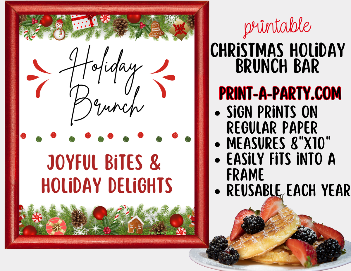 Christmas Brunch Bar Printable Kit | Sign and Food Tent Cards
