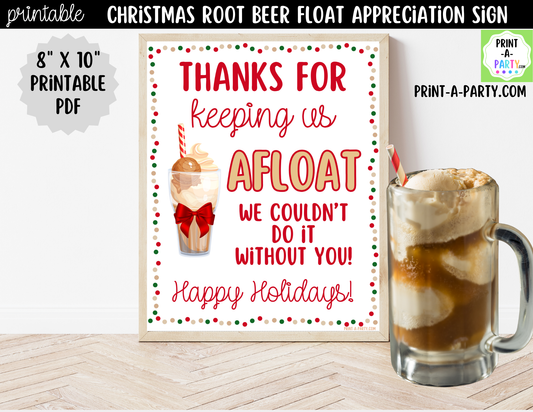Root Beer Float Bar Sign Printable | Holiday Appreciation Sign for Teacher, Staff & Employee