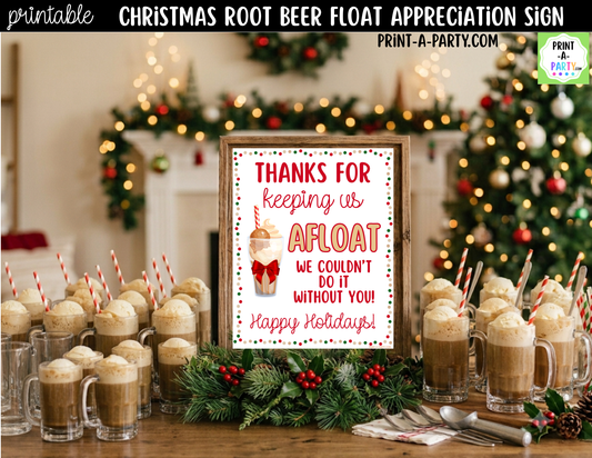 Root Beer Float Bar Sign Printable | Holiday Appreciation Sign for Teacher, Staff & Employee