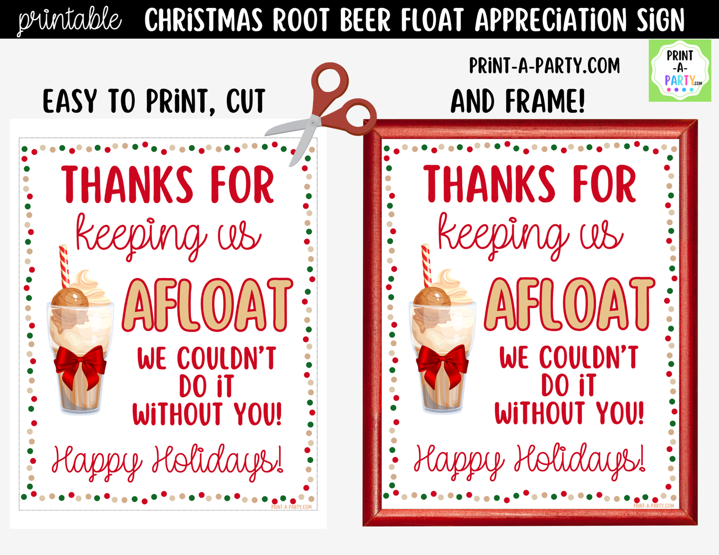 Root Beer Float Bar Sign Printable | Holiday Appreciation Sign for Teacher, Staff & Employee