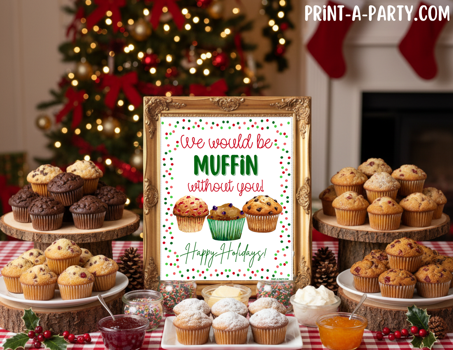 Appreciation Sign: Holiday Printable Christmas MUFFIN Appreciation Sign – Festive 8x10 Holiday Decor for Staff, Teachers & Volunteers