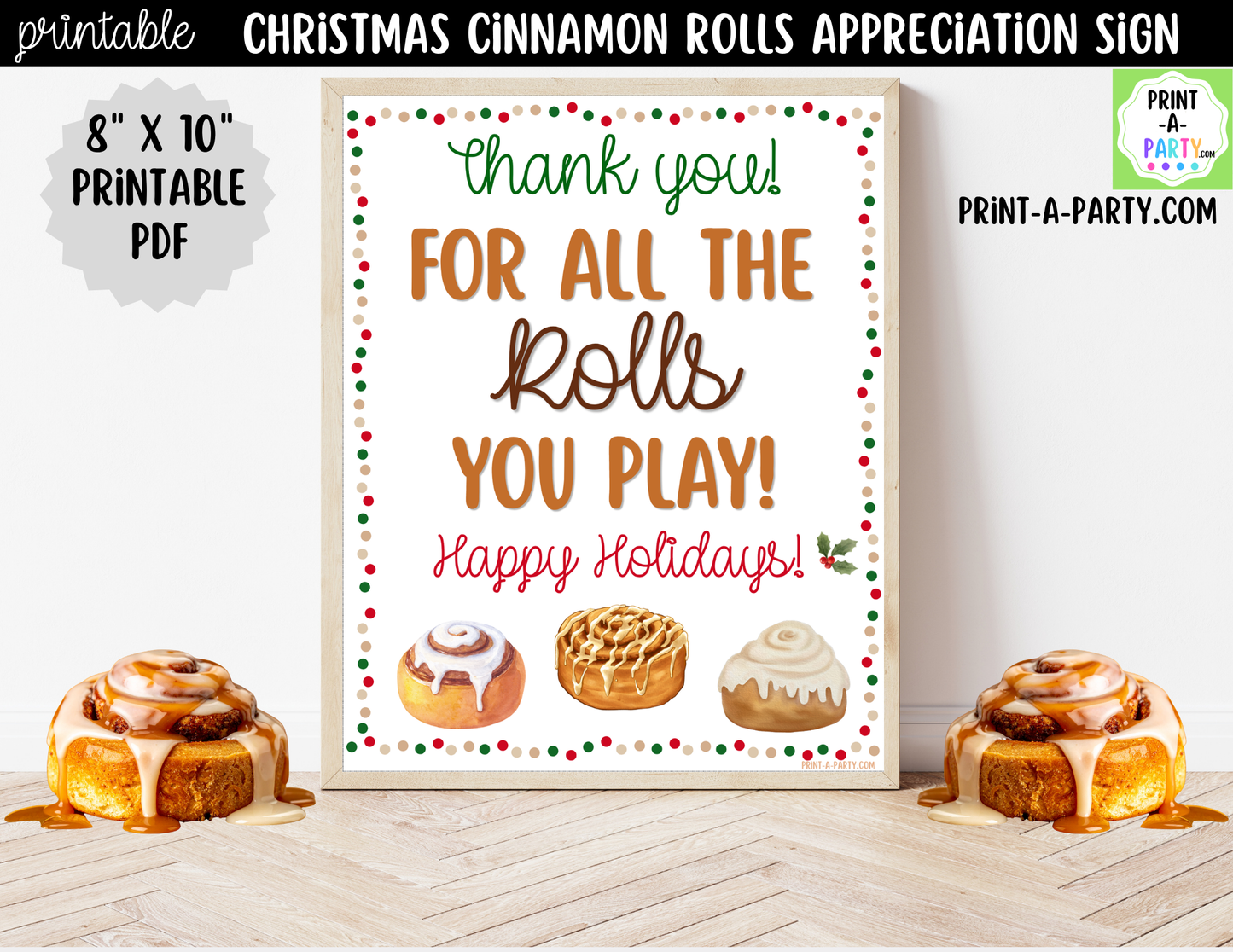 Christmas Cinnamon Rolls Appreciation Sign Printable | Teacher & Staff Holiday Thank You