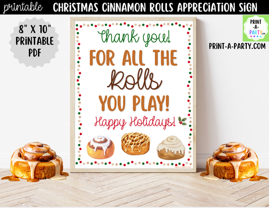 Christmas Cinnamon Rolls Appreciation Sign Printable | Teacher & Staff Holiday Thank You