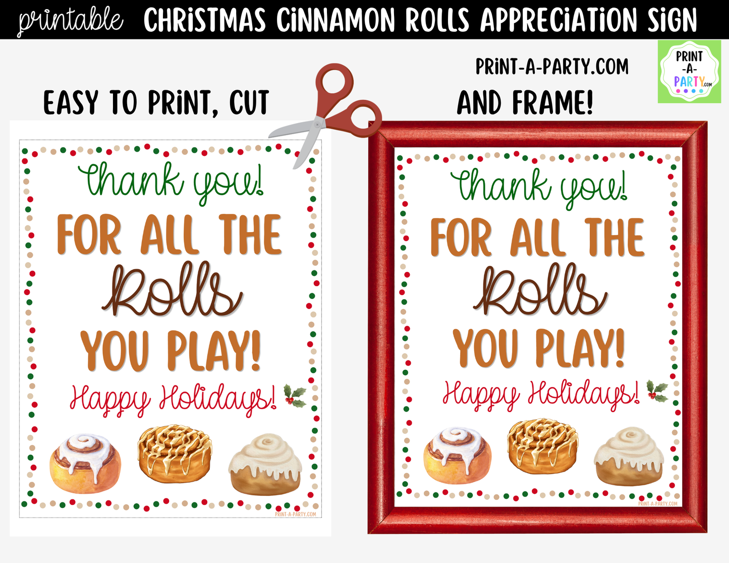Christmas Cinnamon Rolls Appreciation Sign Printable | Teacher & Staff Holiday Thank You