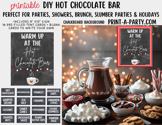 HOT CHOCOLATE BAR - Printable Hot Cocoa Bar – Perfect for Fall or Winter Parties, Showers, Slumber Parties, Brunch, Holidays & Classrooms!