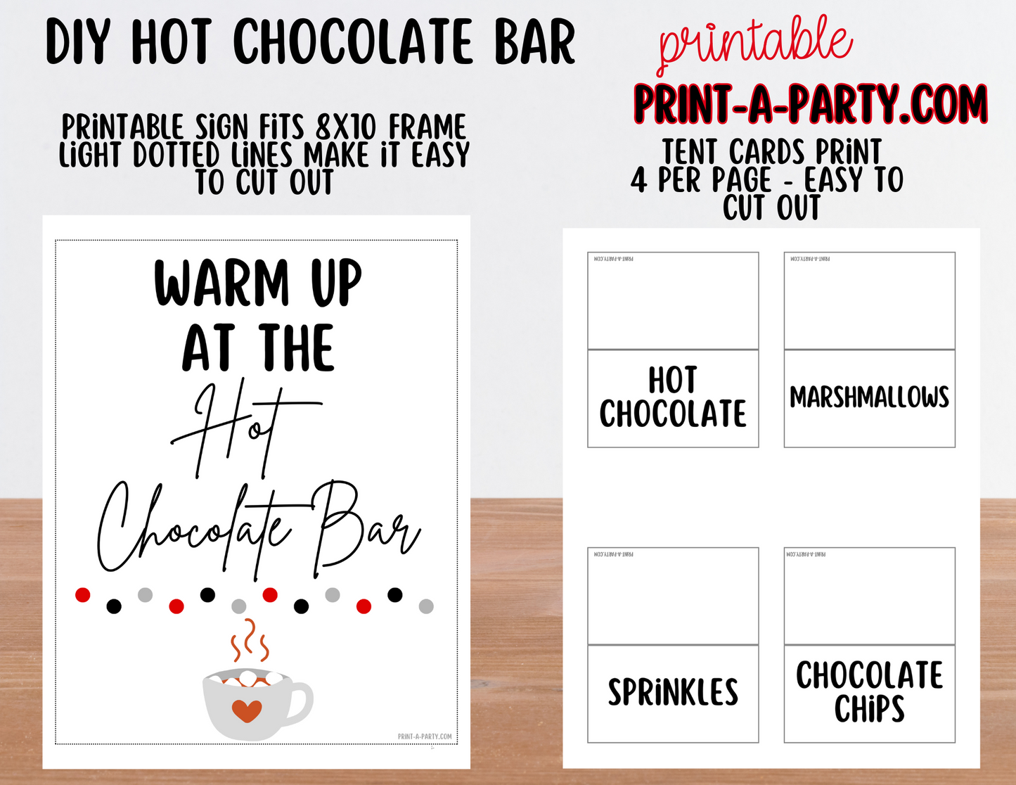 HOT CHOCOLATE BAR - Printable Hot Cocoa Bar White – Perfect for Fall or Winter Parties, Showers, Slumber Parties, Brunch, Holidays & Classrooms!