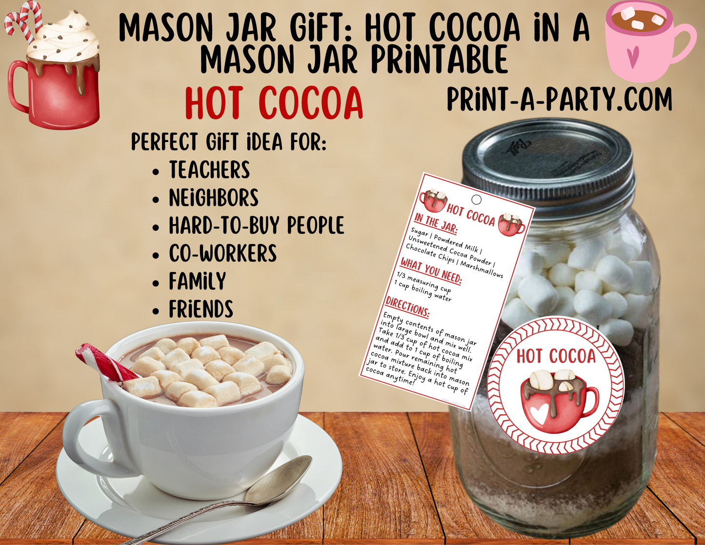 MASON JAR GIFT: Hot Cocoa in a Mason Jar | Mason Jar Gift Idea | Holiday Mason Jar Gift Idea