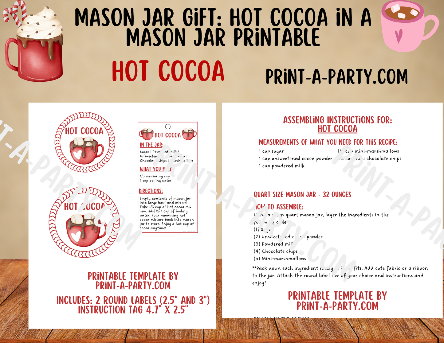 MASON JAR GIFT: Hot Cocoa in a Mason Jar | Mason Jar Gift Idea | Holiday Mason Jar Gift Idea