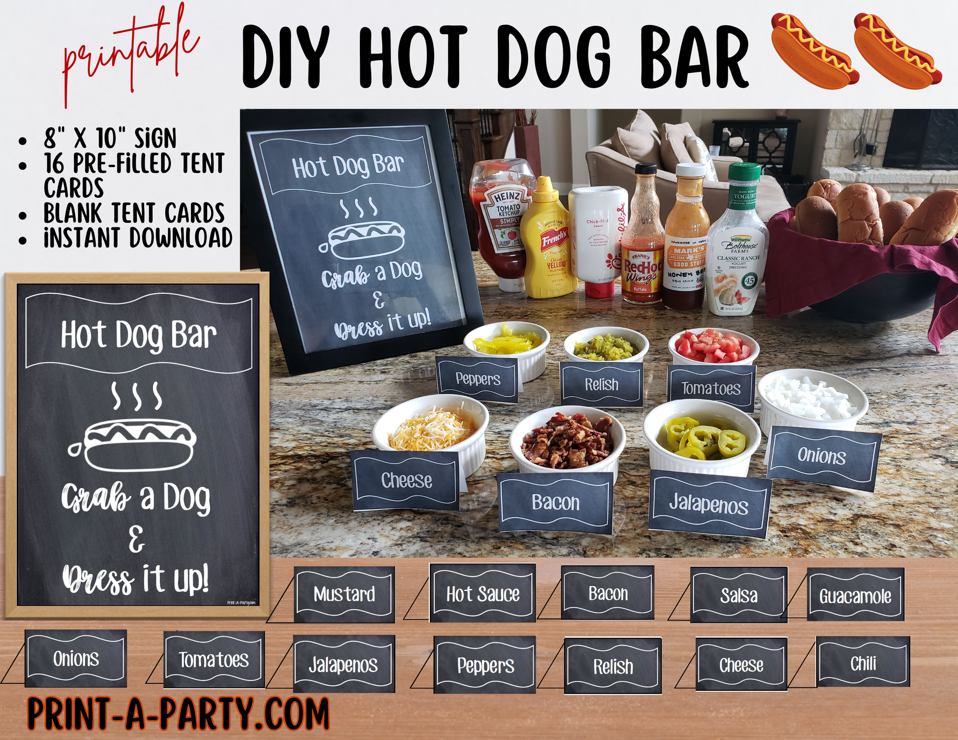 HOT DOG BAR | HOT DOG STATION Setup | Hot Dog Sign | Hot Dog Labels | – PrintAParty hot-dog-bar-hot-dog-station-setup-hot-dog-sign-hot-dog-labels-printaparty