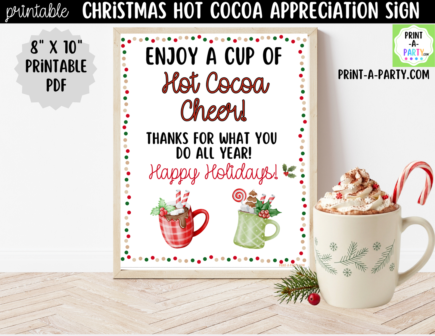 Hot Chocolate Bar Appreciation Sign Printable | Teacher & Staff Holiday Thank You
