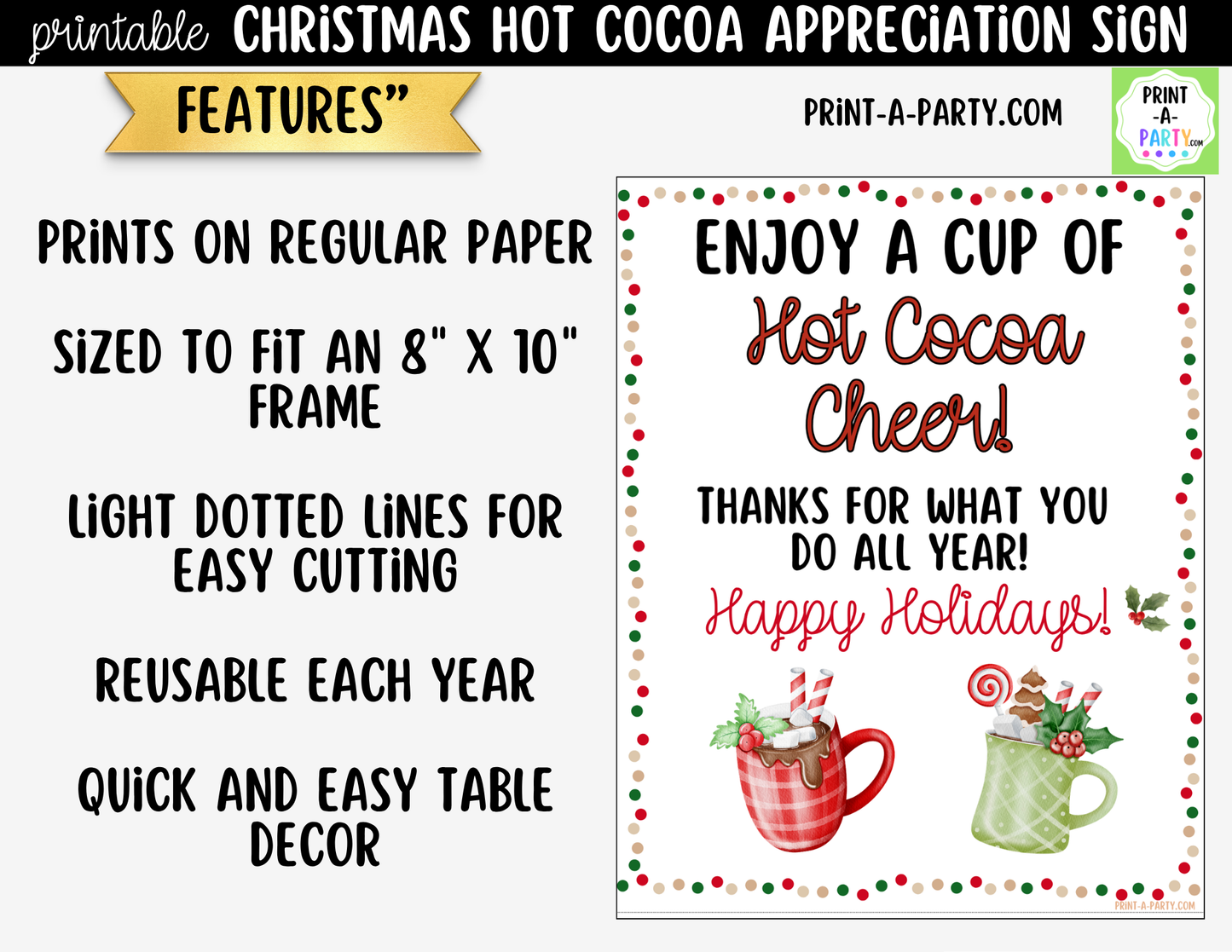 Hot Chocolate Bar Appreciation Sign Printable | Teacher & Staff Holiday Thank You
