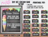 DIY ICE CREAM BAR Setup Editable and Printable Options-Chalkboard | Make your own Ice Cream Sundae Sign | Ice Cream Bar Labels | 4th of July | Summer Parties | Birthdays | Backyard Parties | Weddings | Showers | Class Parties