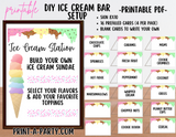 DIY ICE CREAM BAR Setup Editable and Printable Options-White Background | Make your own Ice Cream Sundae Sign | Ice Cream Bar Labels | 4th of July | Summer Parties | Birthdays | Backyard Parties | Weddings | Showers | Class Parties