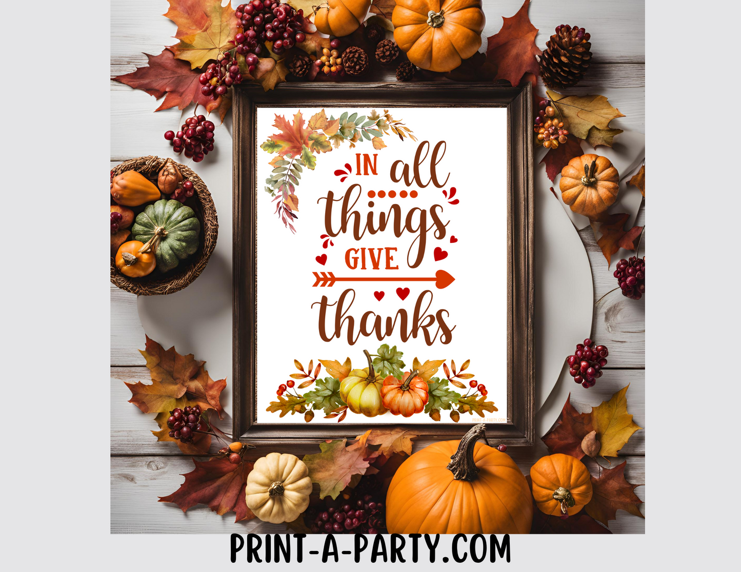 PRINTABLE QUOTE | Instant Art Word Art | In All Things Give Thanks |Thanksgiving Quotes | Thanksgiving Home Decor