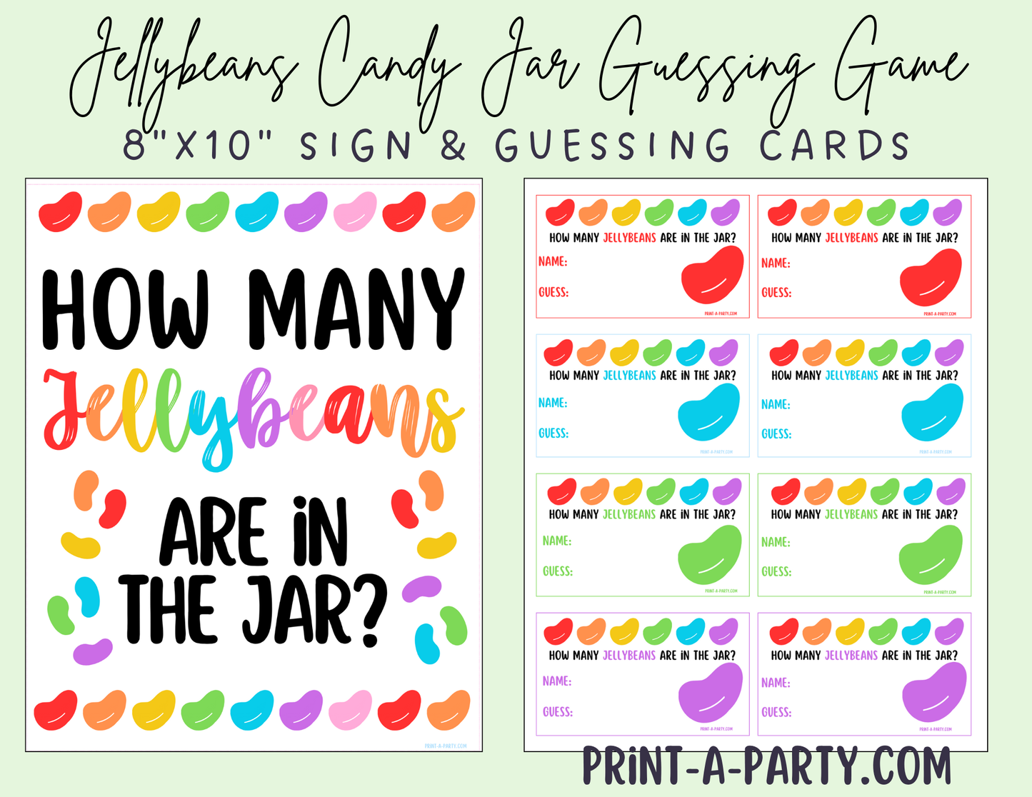 jellybeans candy jar guessing game printable – sign & guessing