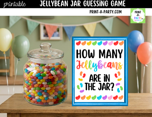 Jellybeans Candy Jar Guessing Game Printable Sign (8x10) & Guessing Cards - Party and Holiday Game Decor