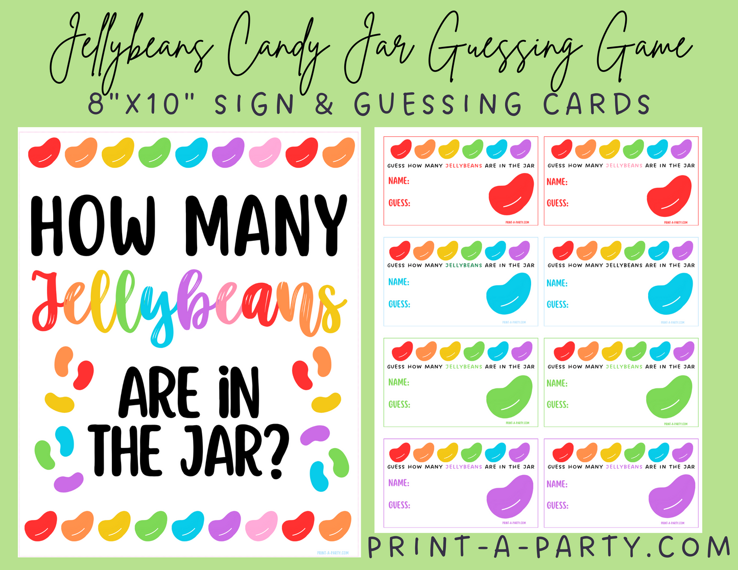 CANDY JAR GUESSING GAME - EASTER OR ANY PARTY | Jellybeans | How many jellybeans in jar | Easter Party Idea | Birthday Party | Holiday activity | Peeps | Jellybeans | Printable