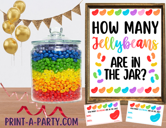 CANDY JAR GUESSING GAME - JELLYBEANS | How many jellybeans in jar | Easter St. Patrick's Day | Rainbow Party | Printable