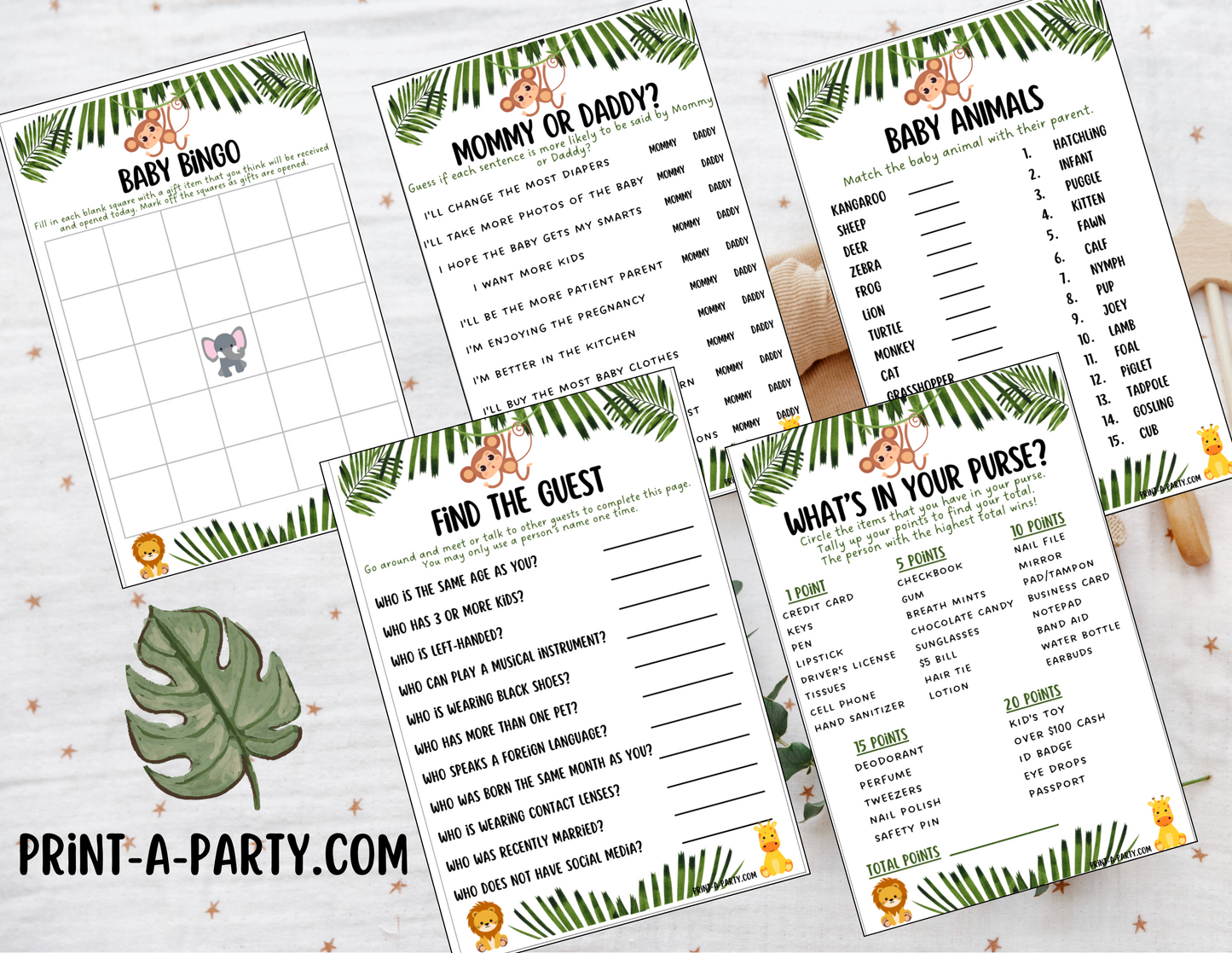 GAMES for Baby Shower | Jungle Baby Shower Theme | Jungle Baby Shower Games | INSTANT DOWNLOAD