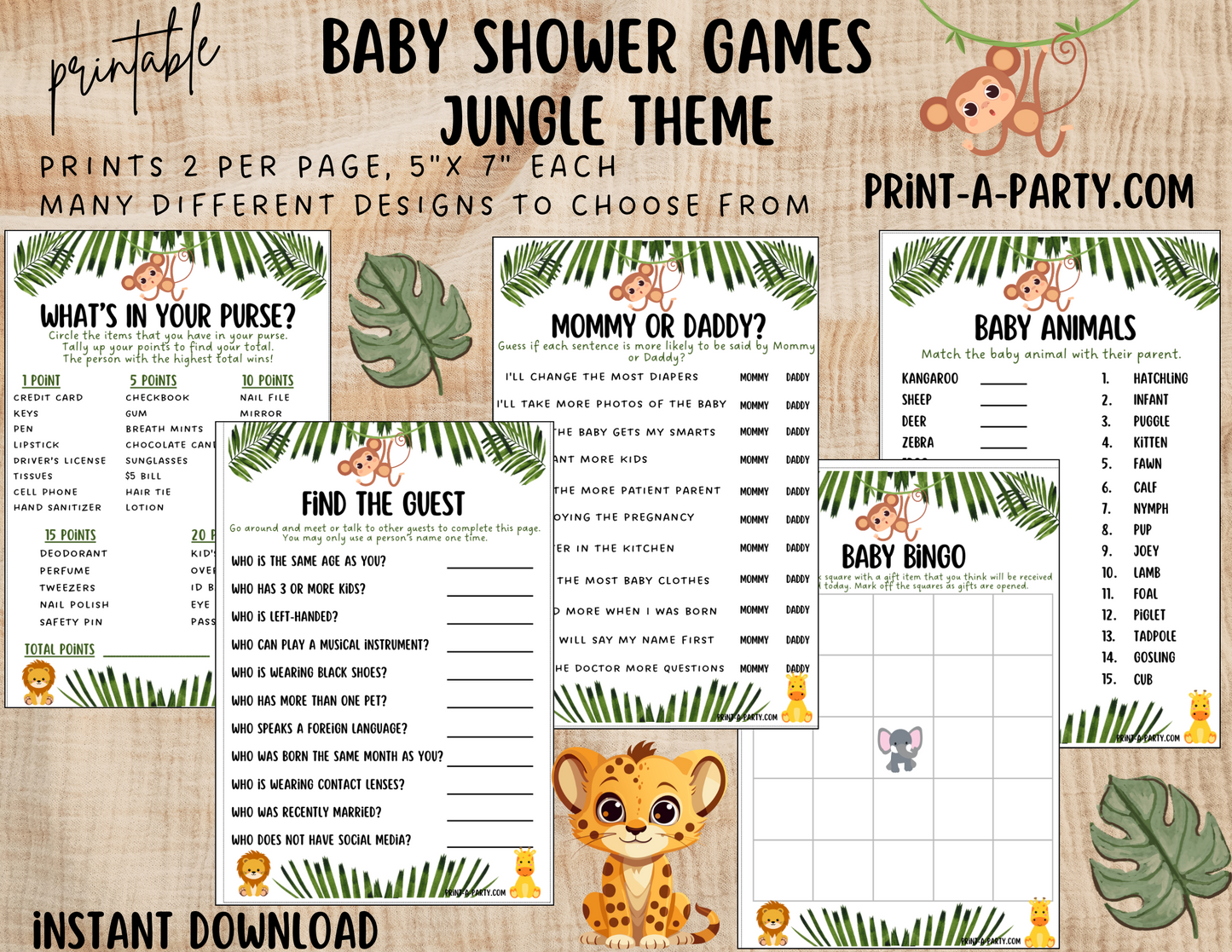 GAMES for Baby Shower | Jungle Baby Shower Theme | Jungle Baby Shower Games | INSTANT DOWNLOAD