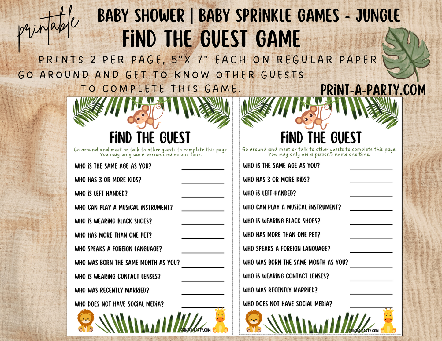 GAMES for Baby Shower | Jungle Baby Shower Theme | Jungle Baby Shower Games | INSTANT DOWNLOAD