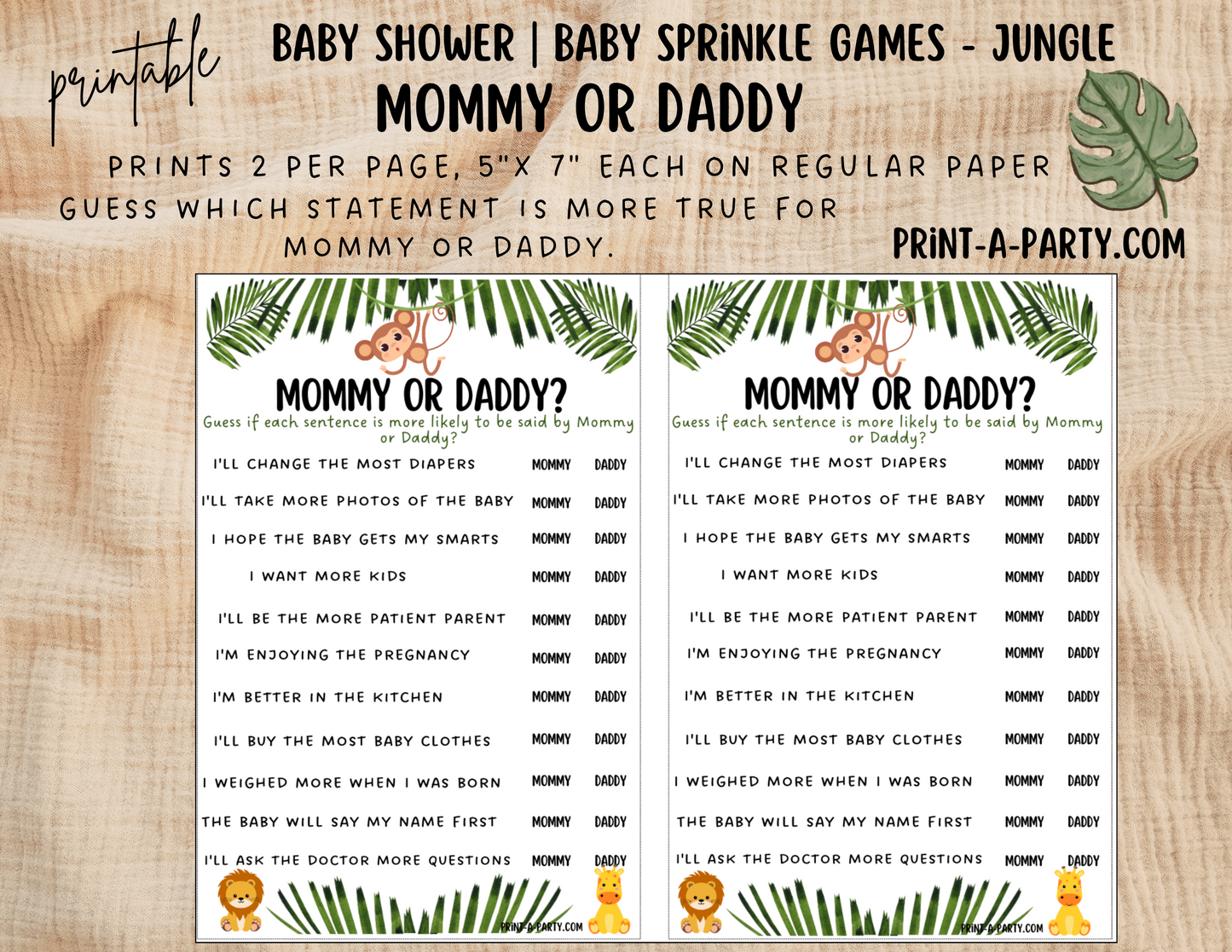 GAMES for Baby Shower | Jungle Baby Shower Theme | Jungle Baby Shower Games | INSTANT DOWNLOAD