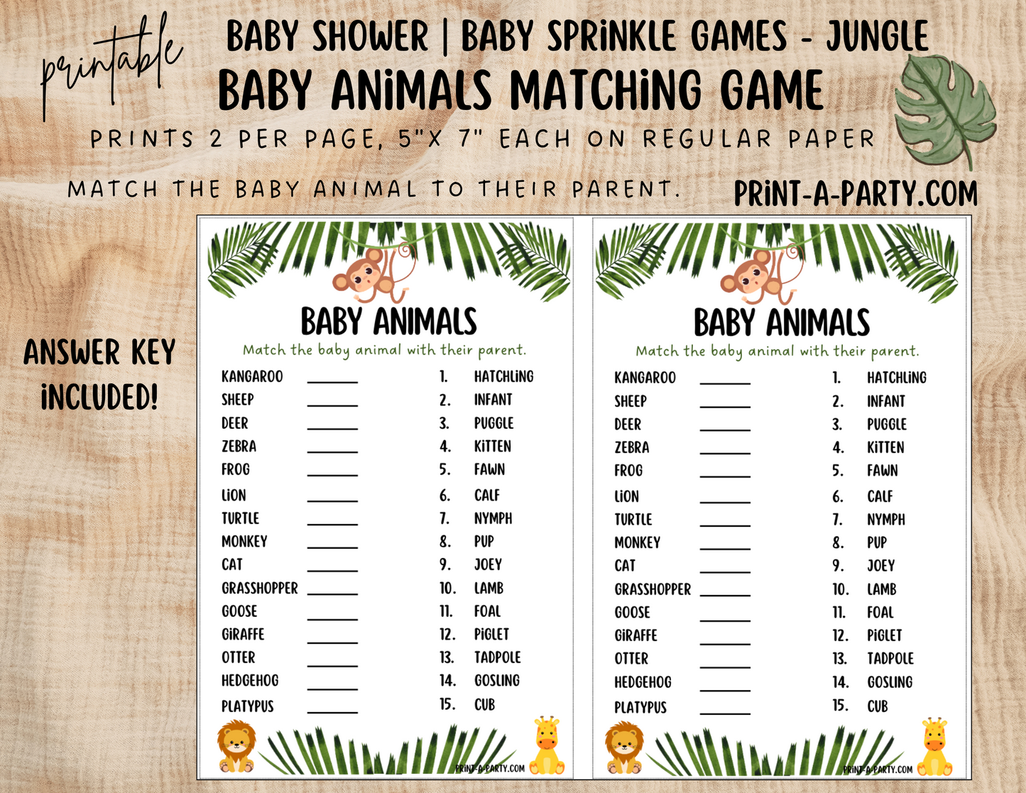 GAMES for Baby Shower | Jungle Baby Shower Theme | Jungle Baby Shower Games | INSTANT DOWNLOAD