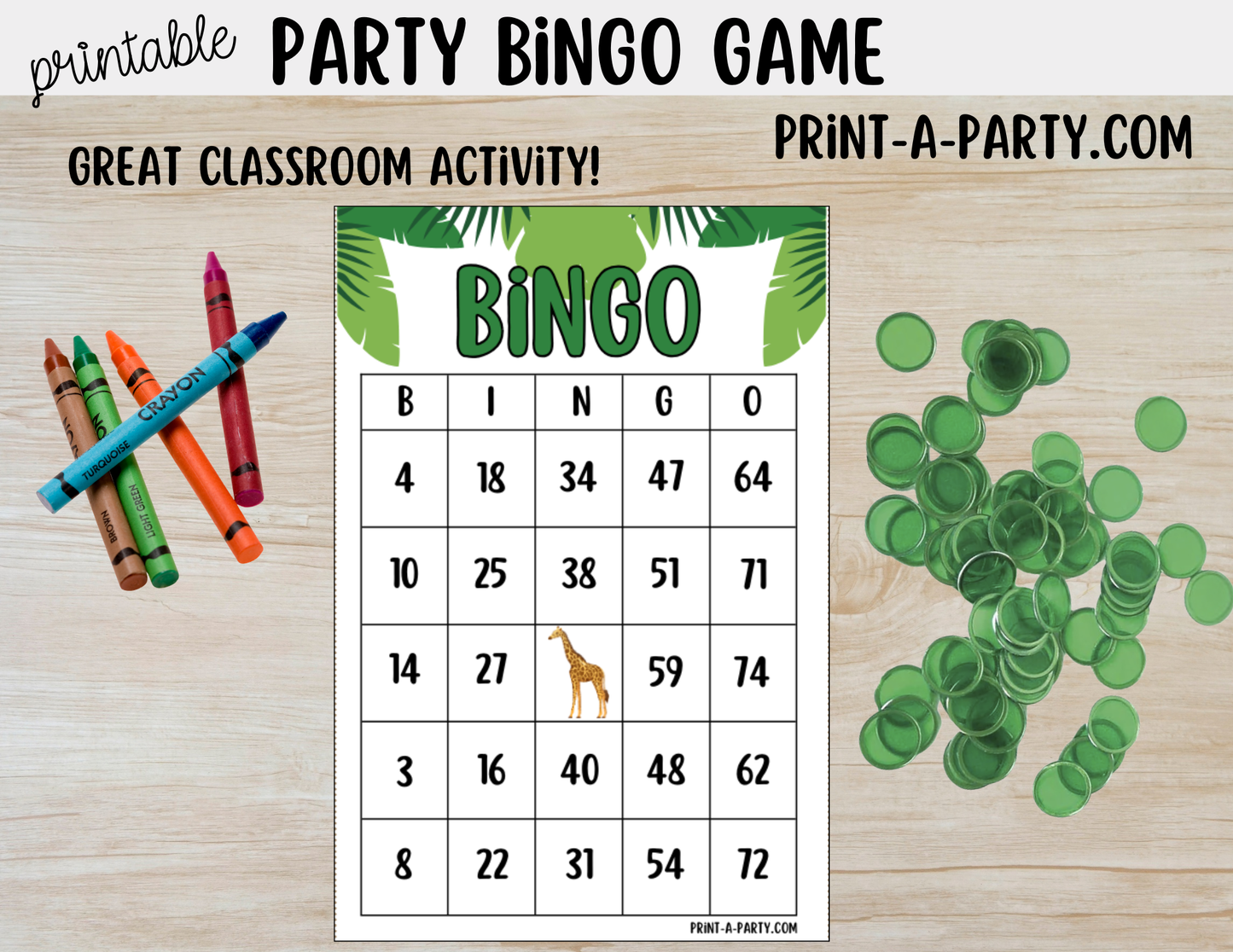 BINGO: Jungle Theme Bingo Game Printable | Safari Animal Bingo | Party Game | Instant Download
