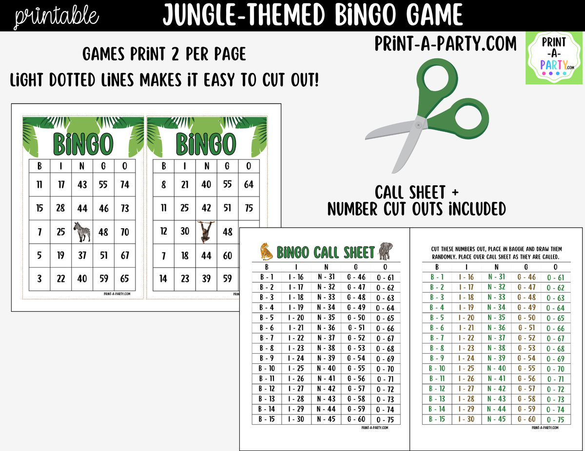Jungle Bingo Printable | Safari-Themed Number Game