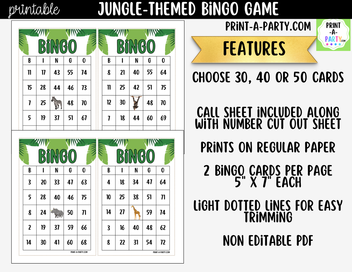 Jungle Bingo Printable | Safari-Themed Number Game