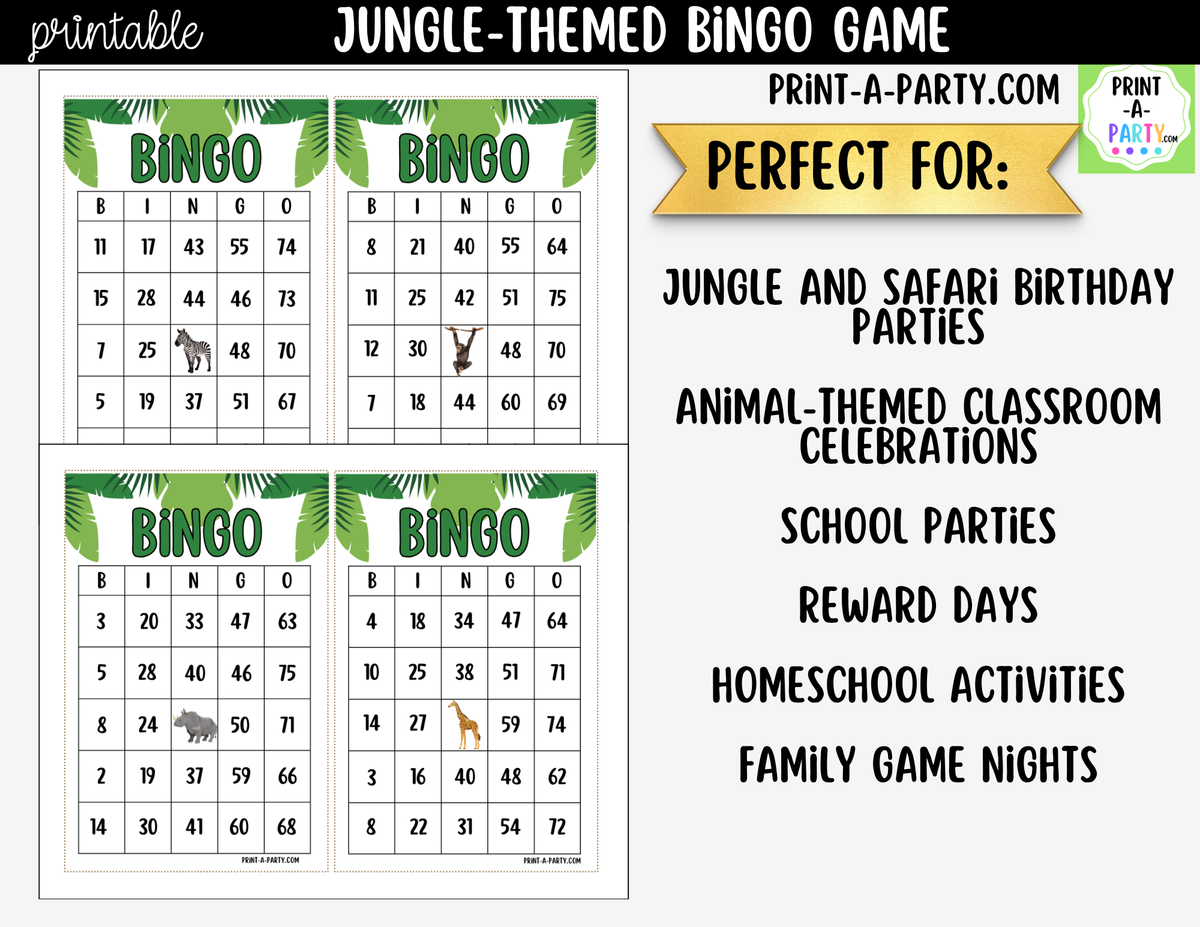 Jungle Bingo Printable | Safari-Themed Number Game