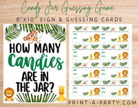 CANDY JAR GUESSING GAME for BABY SHOWER JUNGLE THEME | How many candies in jar | Baby Shower Fun | Party DIY | Printable