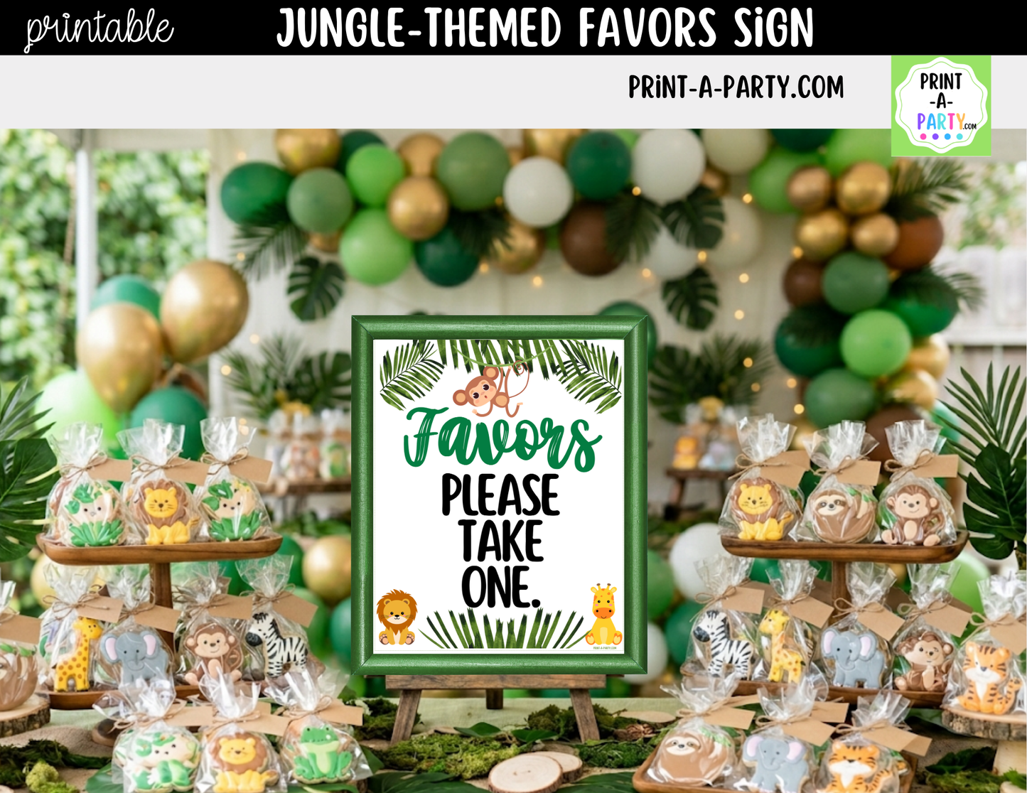 Jungle-themed Favors Printable Sign (8x10) – For Parties, Showers and Events