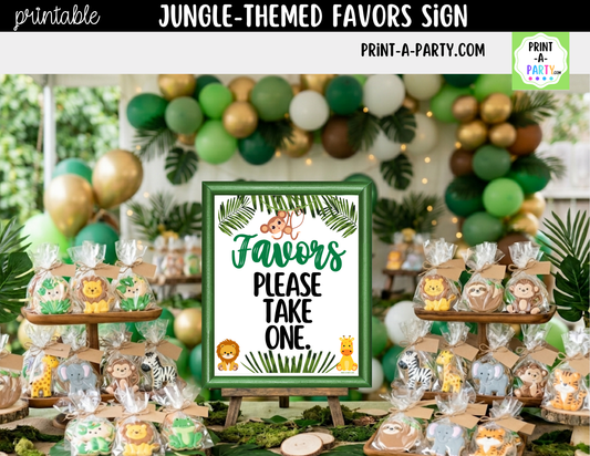 Jungle-themed Favors Printable Sign (8x10) – For Parties, Showers and Events