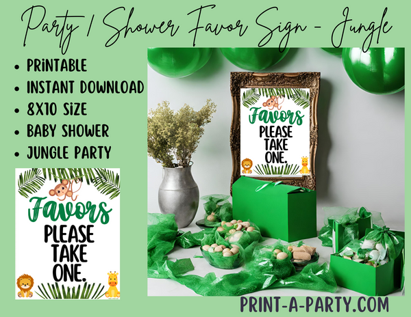 FAVORS SIGN - JUNGLE THEME | Party Favors | Baby Shower Favors | Favors Please take one