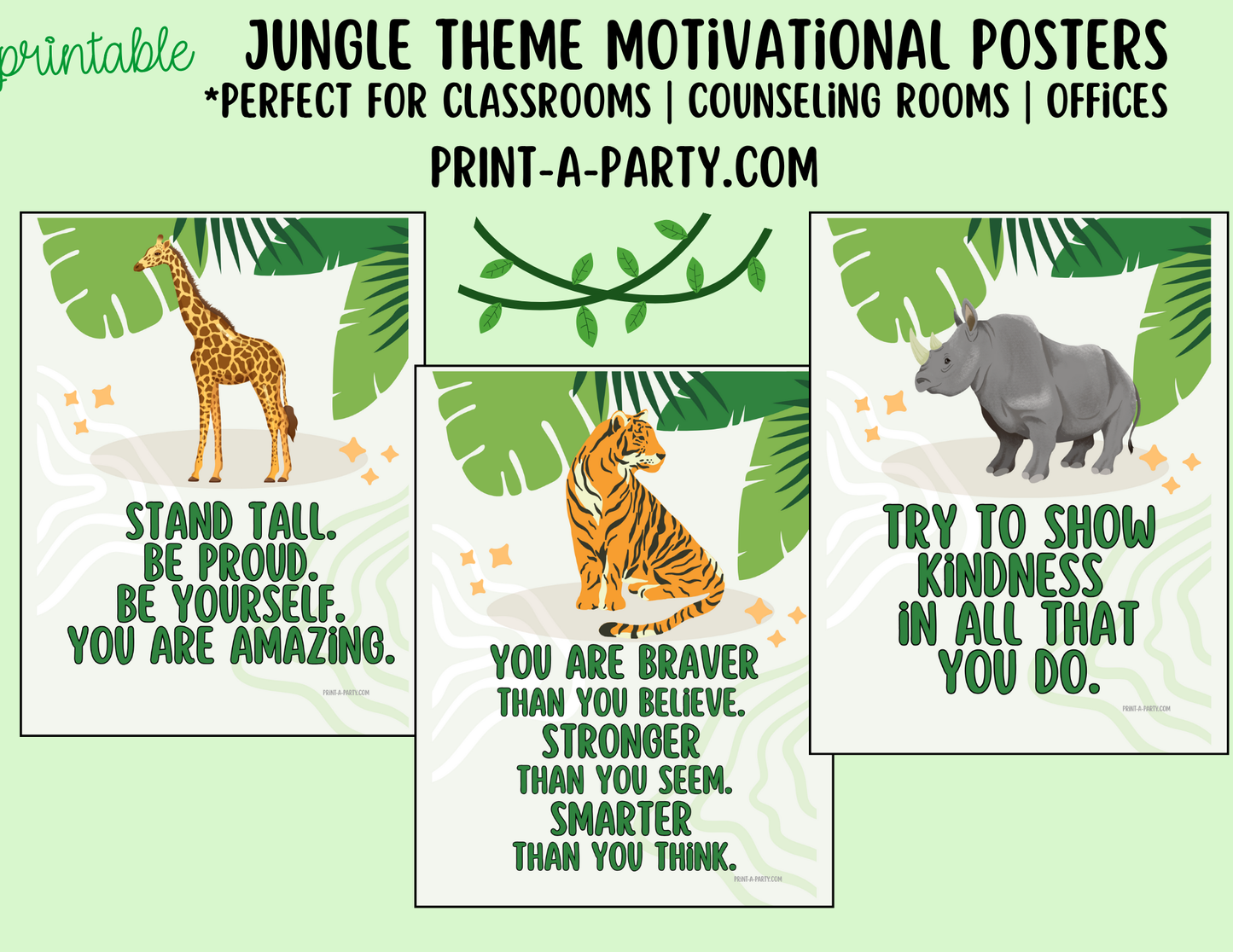 CLASSROOM DECOR - Jungle-Themed Motivational Posters - Printable Classroom Decor for Teachers