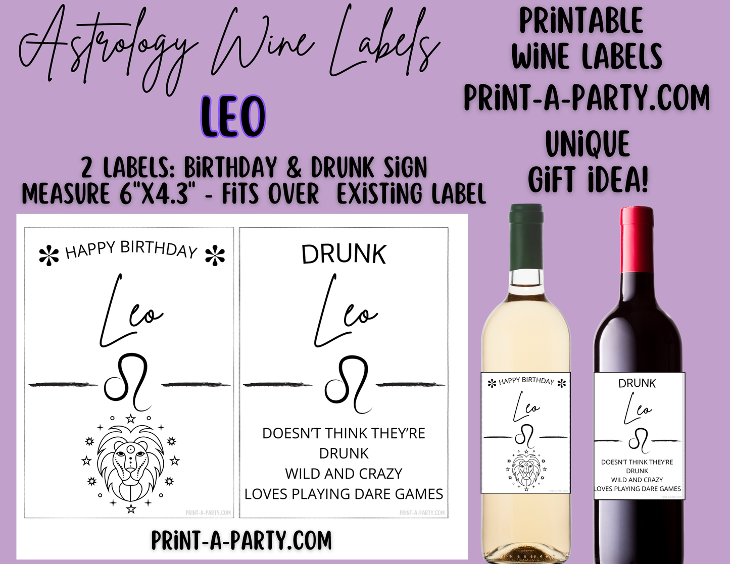 WINE LABELS: Astrology Zodiac Wine | Drunk Astrology Zodiac Signs | Astrology Wine | Zodiac Wine | Aries Taurus Gemini Cancer Leo Virgo Libra Scorpio Sagittarius Capricorn Aquarius Pisces | INSTANT DOWNLOAD