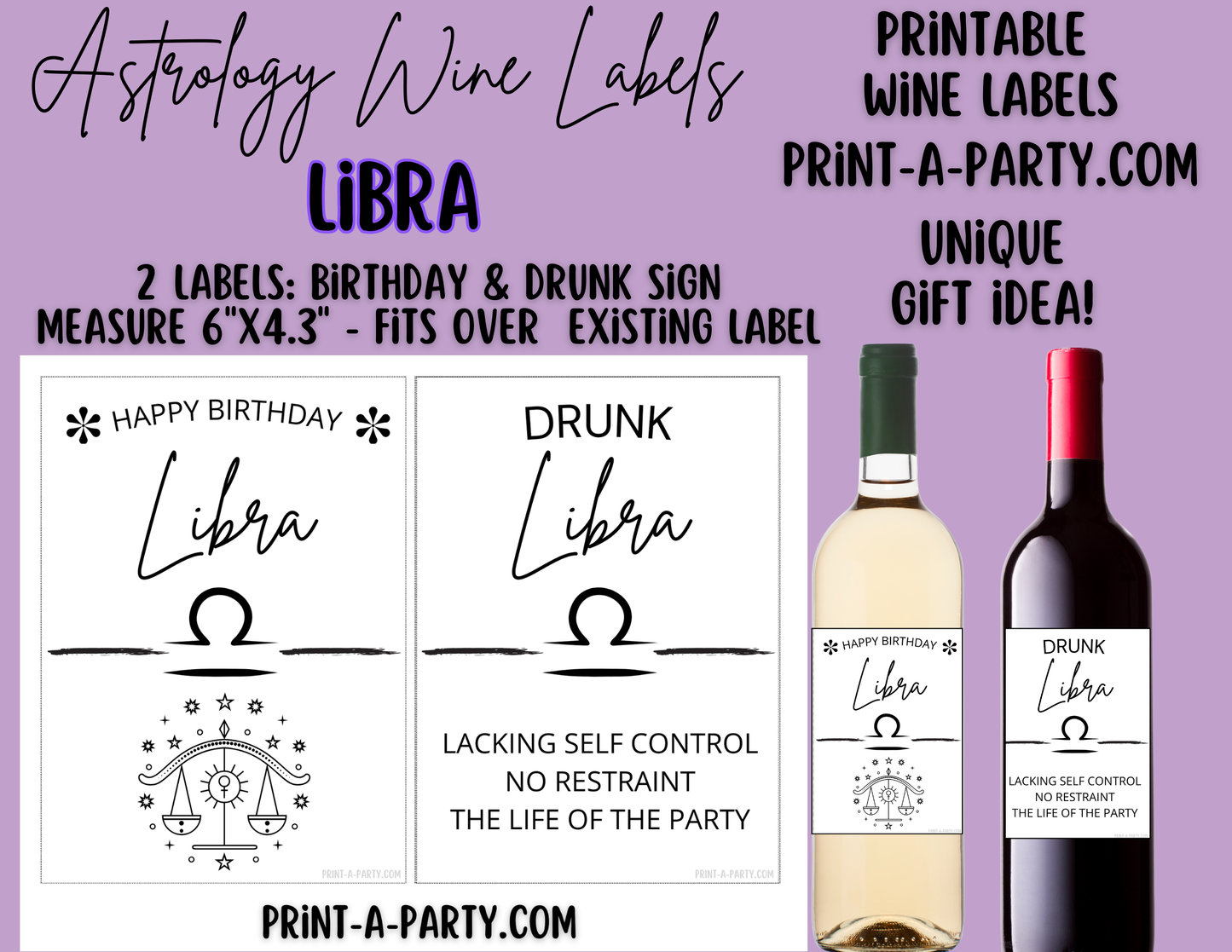 WINE LABELS: Astrology Zodiac Wine | Drunk Astrology Zodiac Signs | Astrology Wine | Zodiac Wine | Aries Taurus Gemini Cancer Leo Virgo Libra Scorpio Sagittarius Capricorn Aquarius Pisces | INSTANT DOWNLOAD