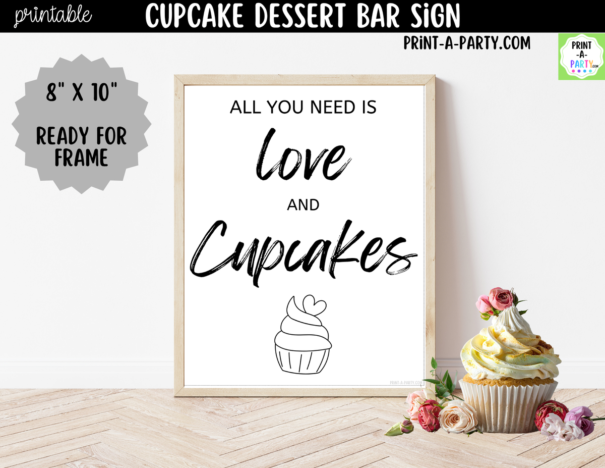 Cupcake Dessert Bar Sign Printable – Wedding & Bridal Shower