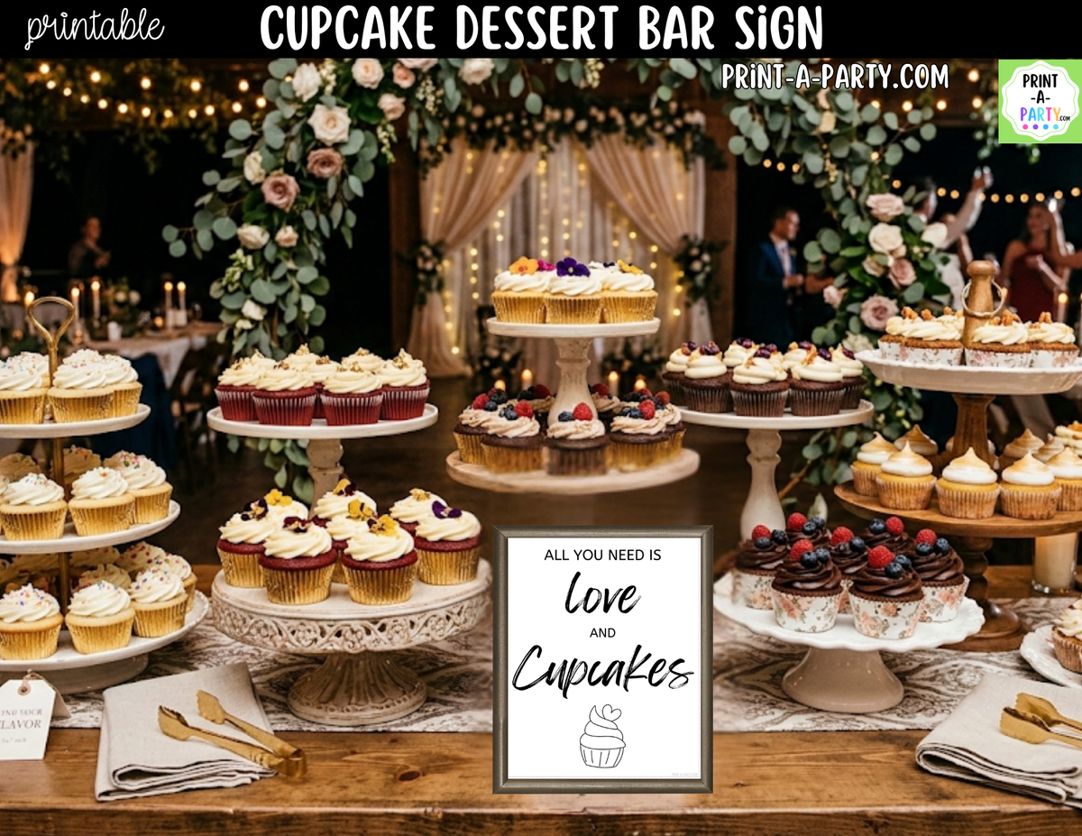 Cupcake Dessert Bar Sign Printable – Wedding & Bridal Shower