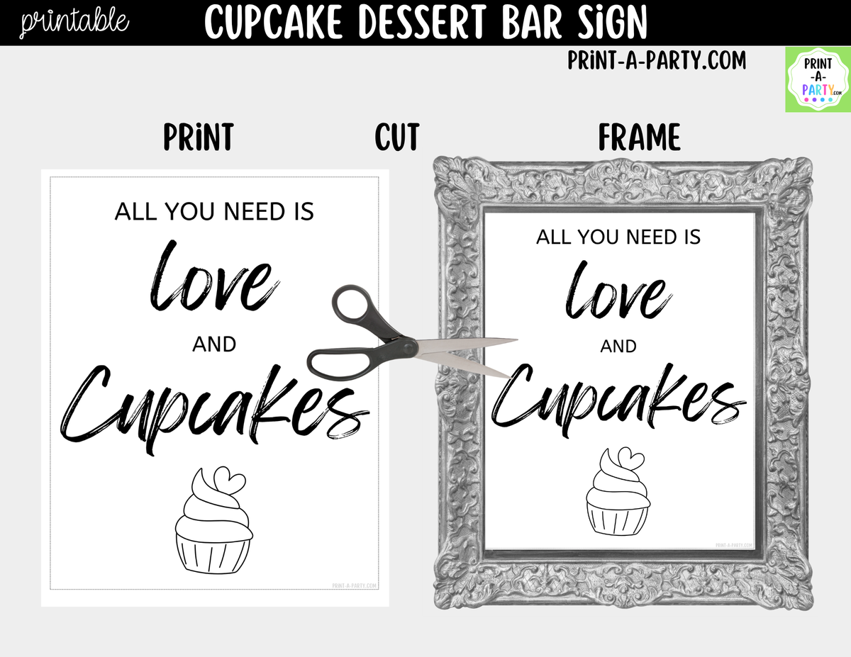 Cupcake Dessert Bar Sign Printable – Wedding & Bridal Shower