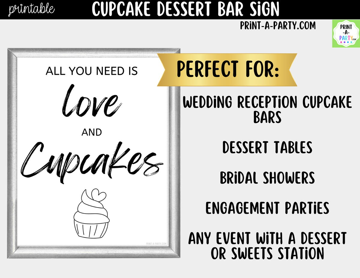 Cupcake Dessert Bar Sign Printable – Wedding & Bridal Shower