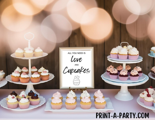 ALL YOU NEED IS LOVE AND CUPCAKES - Printable Dessert Bar Sign for Showers, Weddings, Engagement Parties