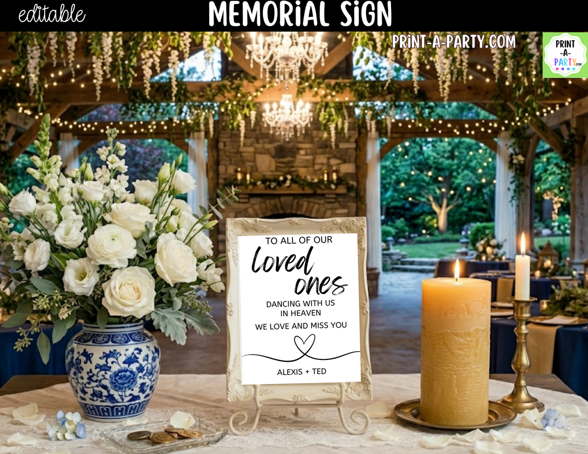 Editable Wedding Memorial Sign – Loved Ones in Heaven | 8x10