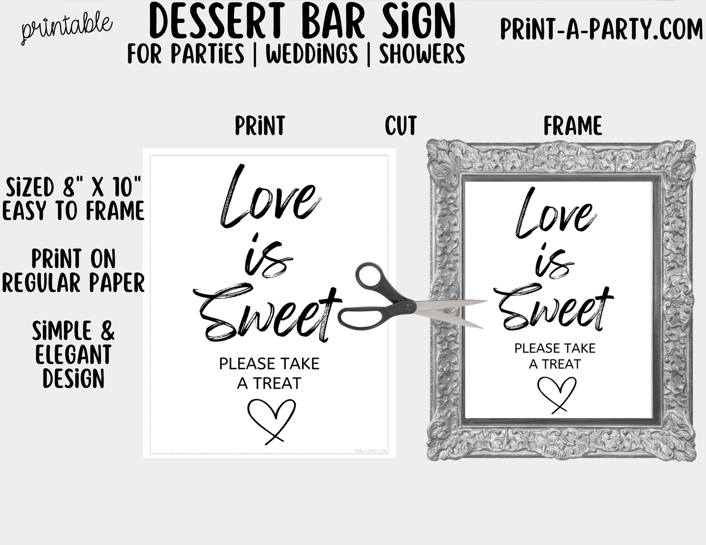 Printable Dessert Bar Sign (8x10) - Wedding Shower Decor - Instant PDF Download