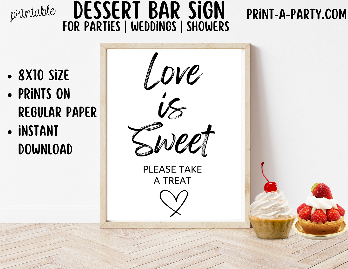 Printable Dessert Bar Sign (8x10) - Wedding Shower Decor - Instant PDF Download